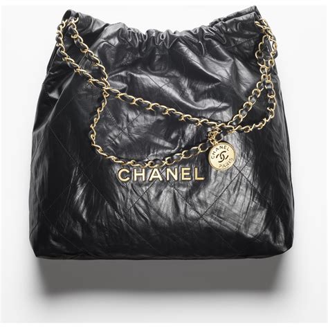 Kleine chanel 22 tasche, Glänzendes kalbsleder, anhänger, gold